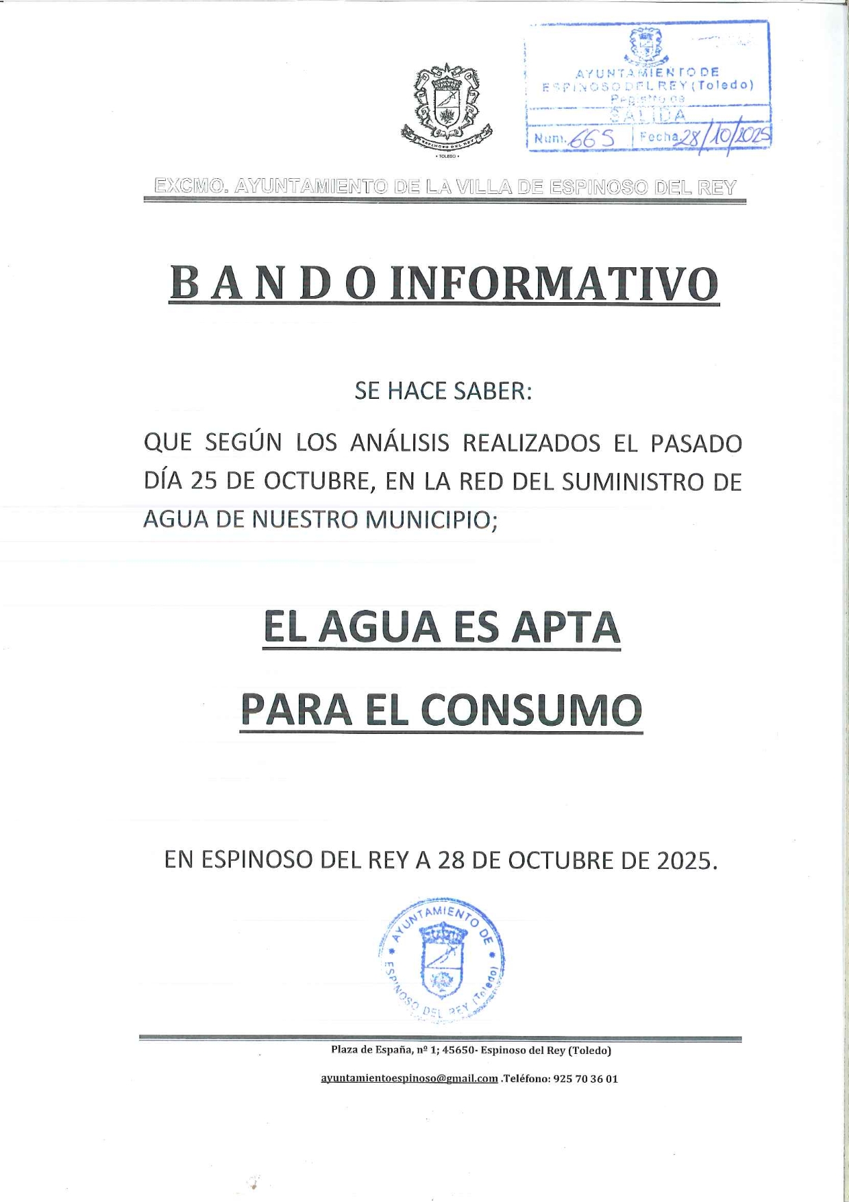 Bando agua potable 281025