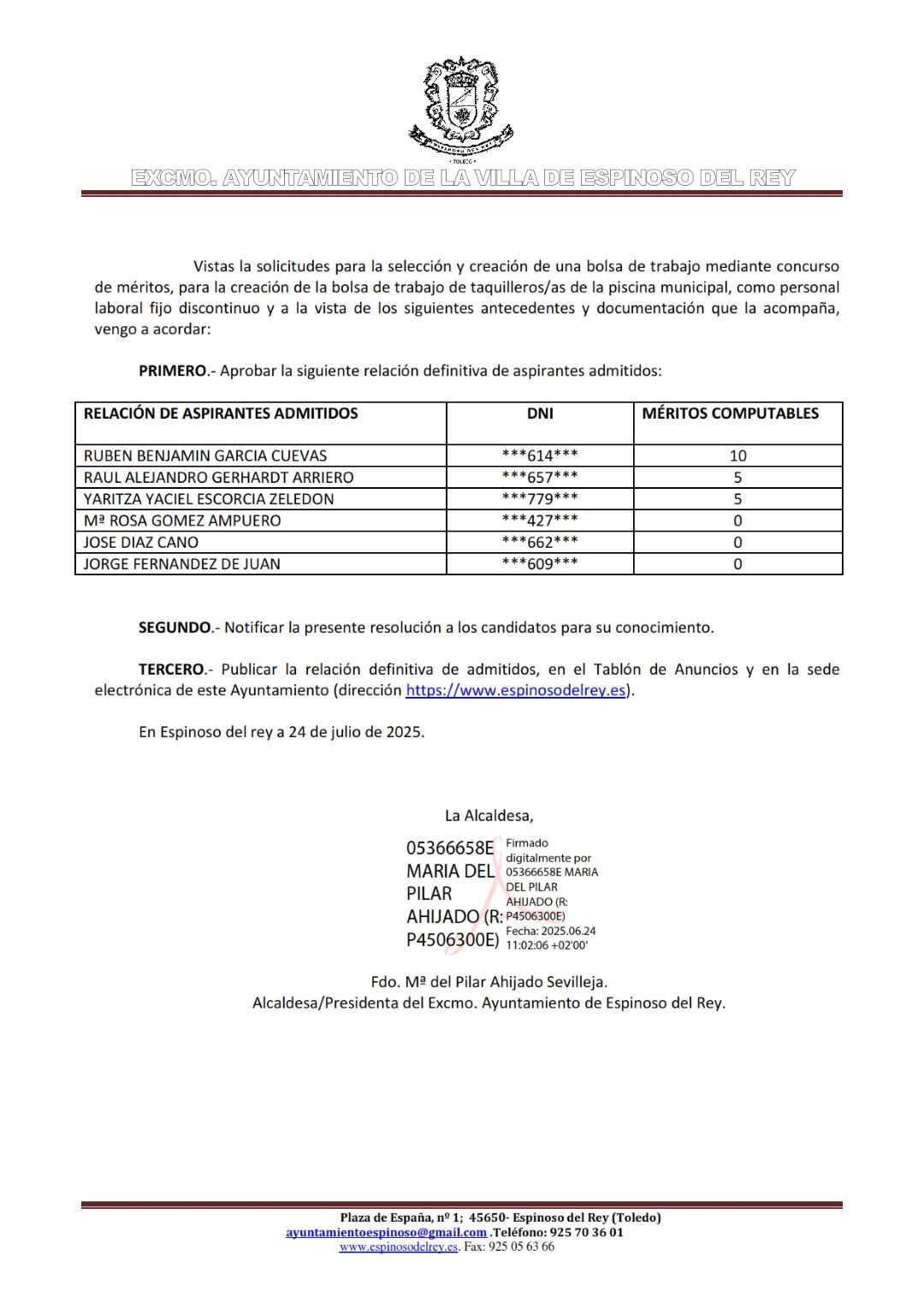 LISTADO DEFINITIVO DE ADMITIDOS TAQUILLERS 2025 001